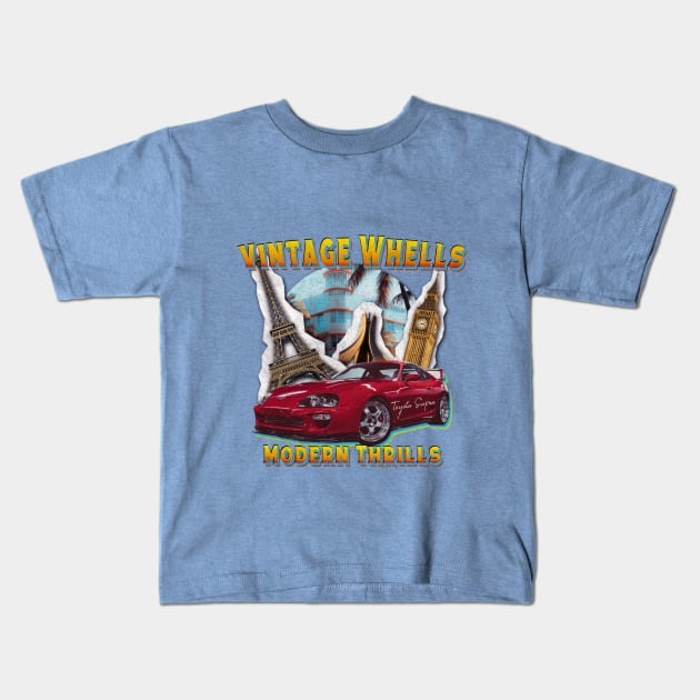 Vintage Wheels, Modern Thrills : Supra Car Kids T-Shirt by TeeBalhadj